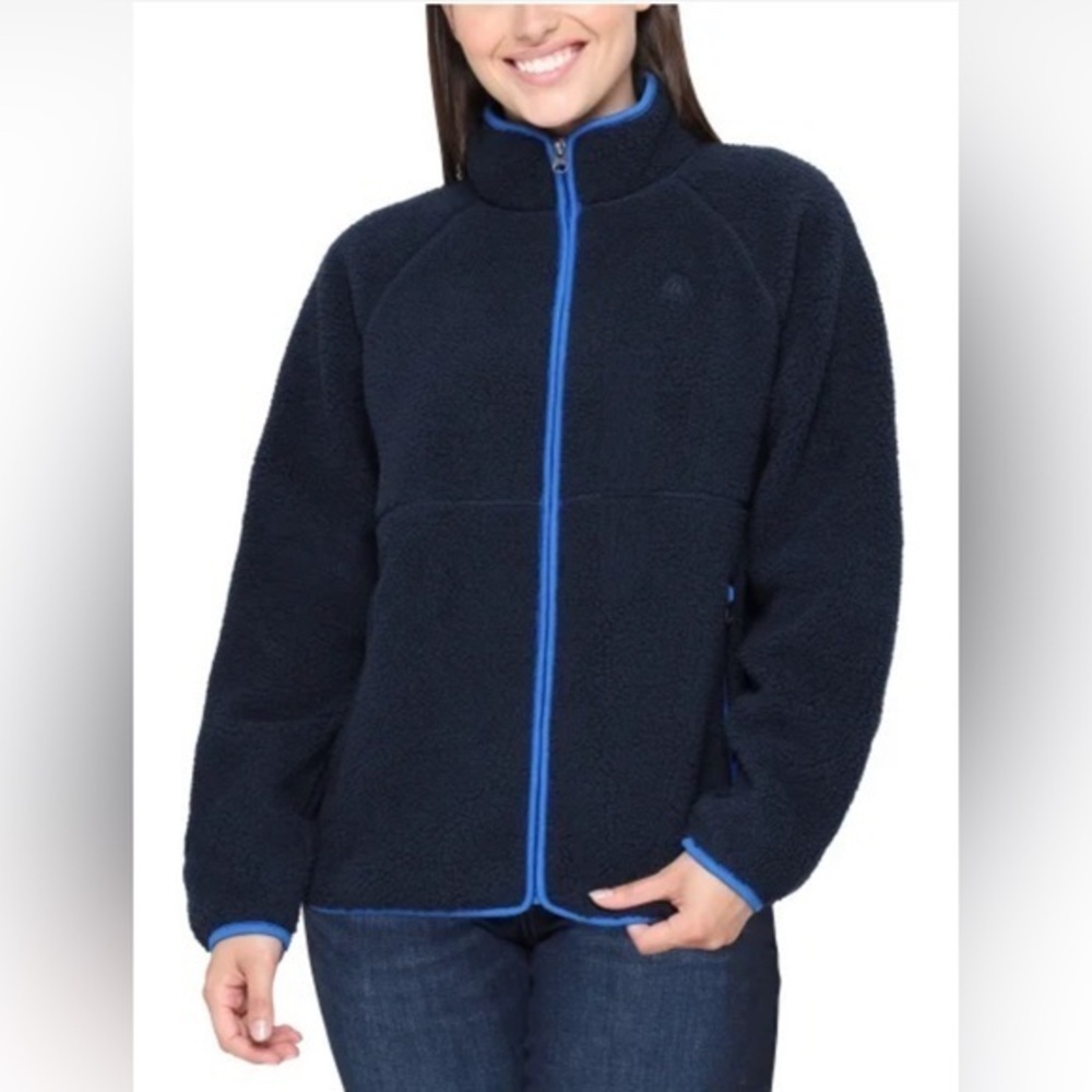 Sierra Designs Fleece Sherpa Navy Blue Zip Up Jacket NWT